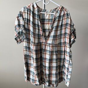 Free People Multicolor Plaid Top
